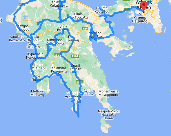 Map of the Tracing the Steps of Hercules Ancient Greece Tour